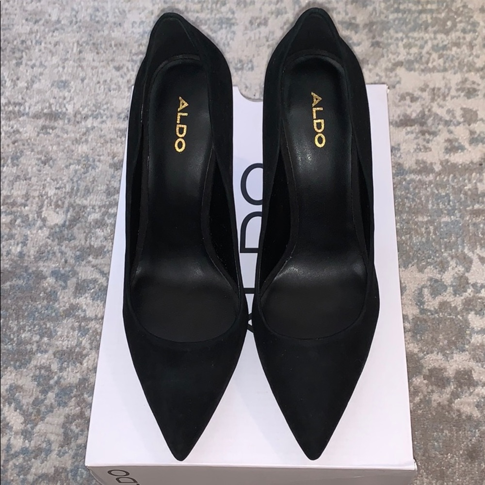 Black Suede Pointed Toe Aldo Heels
